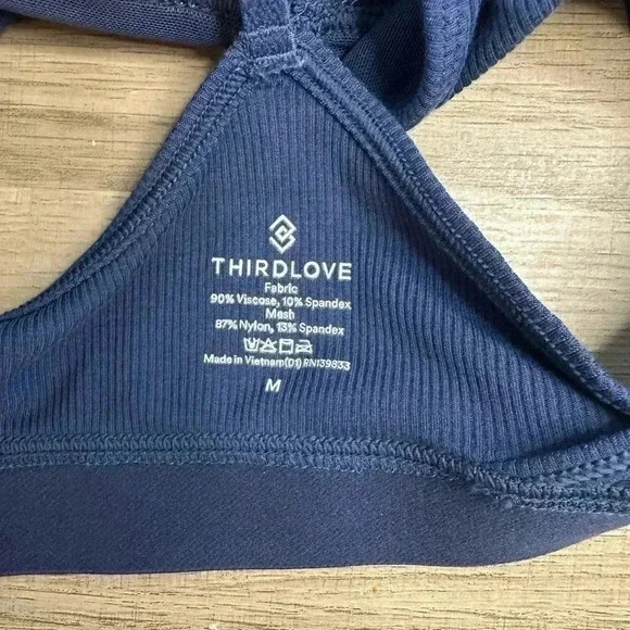 Third Love Wonder Rib Triangle Bralette navy size medium - Picture 4 of 4